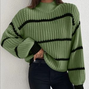 Striped mock dress sweater